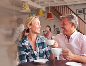 Man and woman on a coffee date