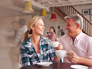 Man and woman on a coffee date