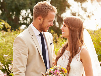 Happy couple on their wedding day