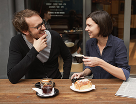 Couple in a cafe