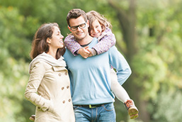 New family on a walk