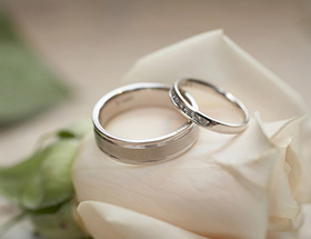 Wedding rings to be used in a marriage ceremony