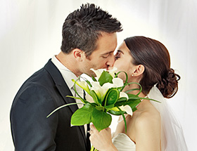 Couple on their wedding day