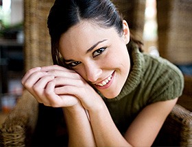 Single woman listening closely
